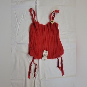ETAM RED CORSET BUSTIER MERRY WIDOW LINGERE, SIZE 32B, NEW